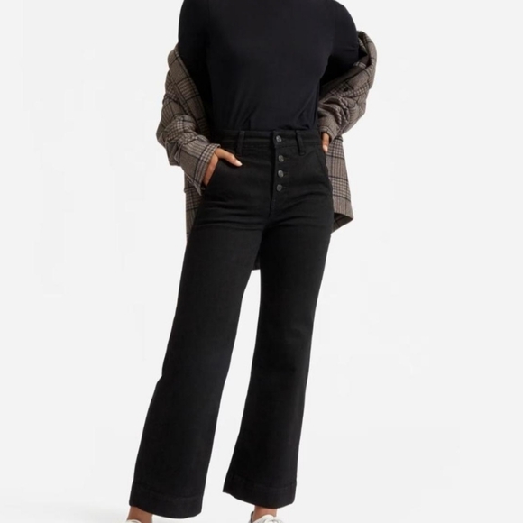 Everlane Denim - Everlane Wide Leg Black Y2k Jeans with 5 Button Fly Size 25